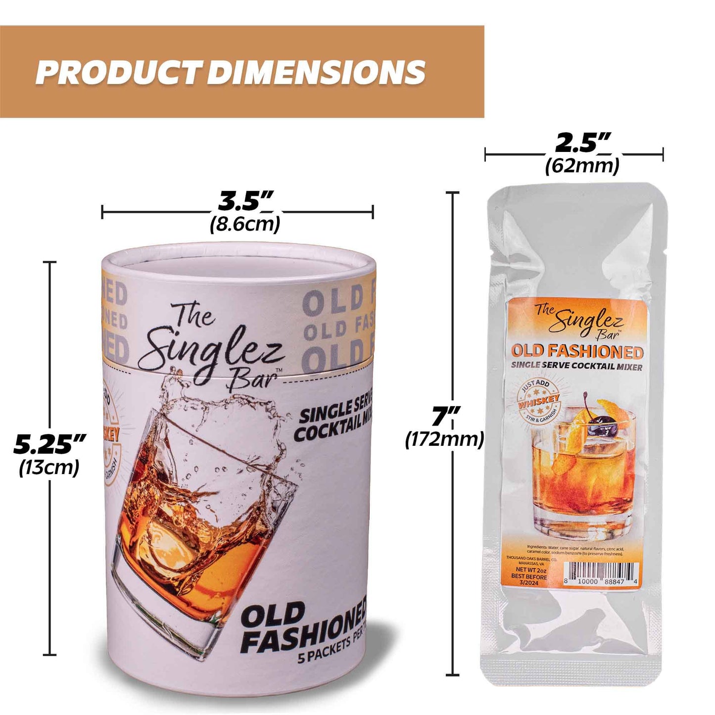 Old Fashioned- 5-Pack Single Serve Mixers