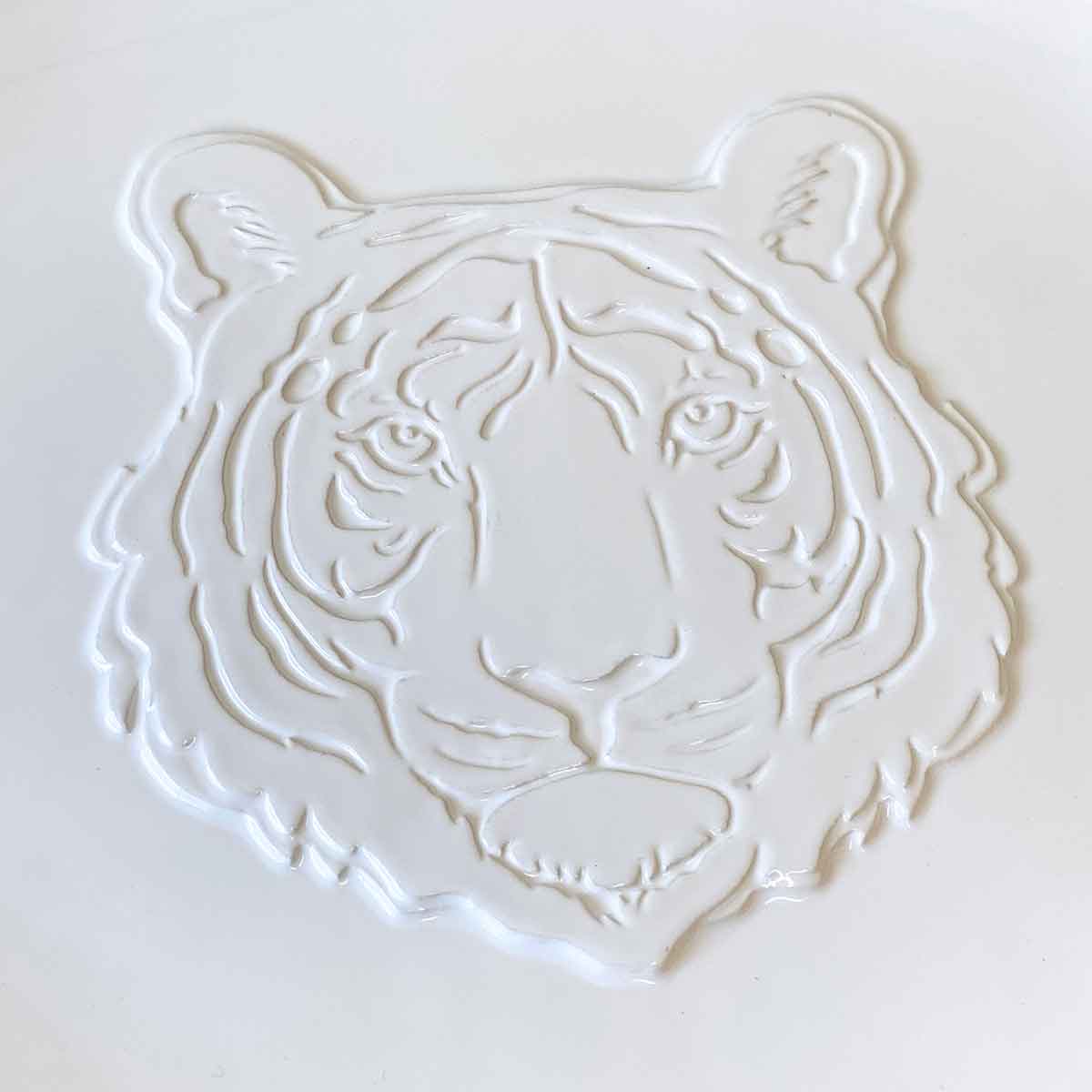 Go Get 'em Tiger Embossed Platter   White   16x12