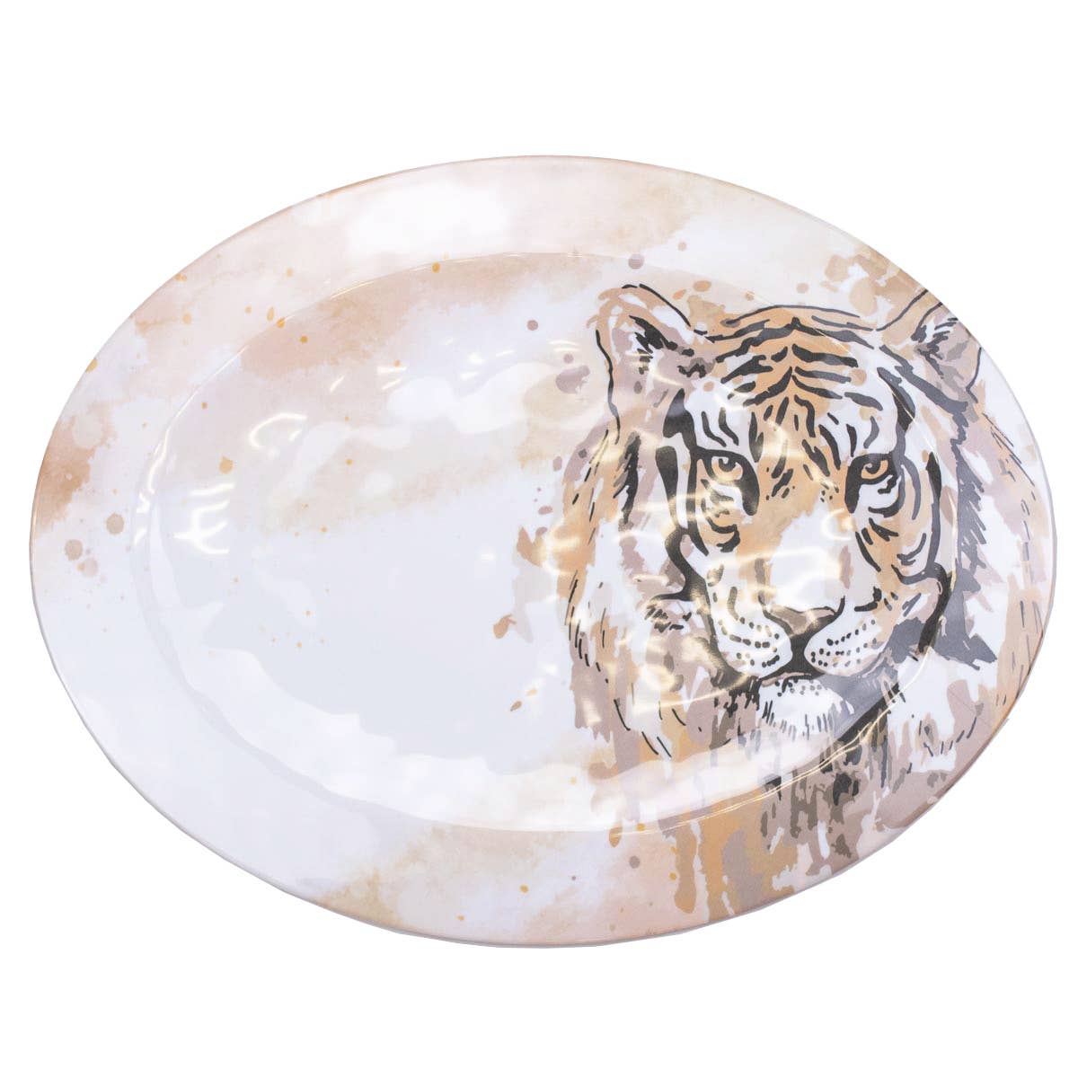 Tiger Love Melamine Platter   White/Multi   18x14