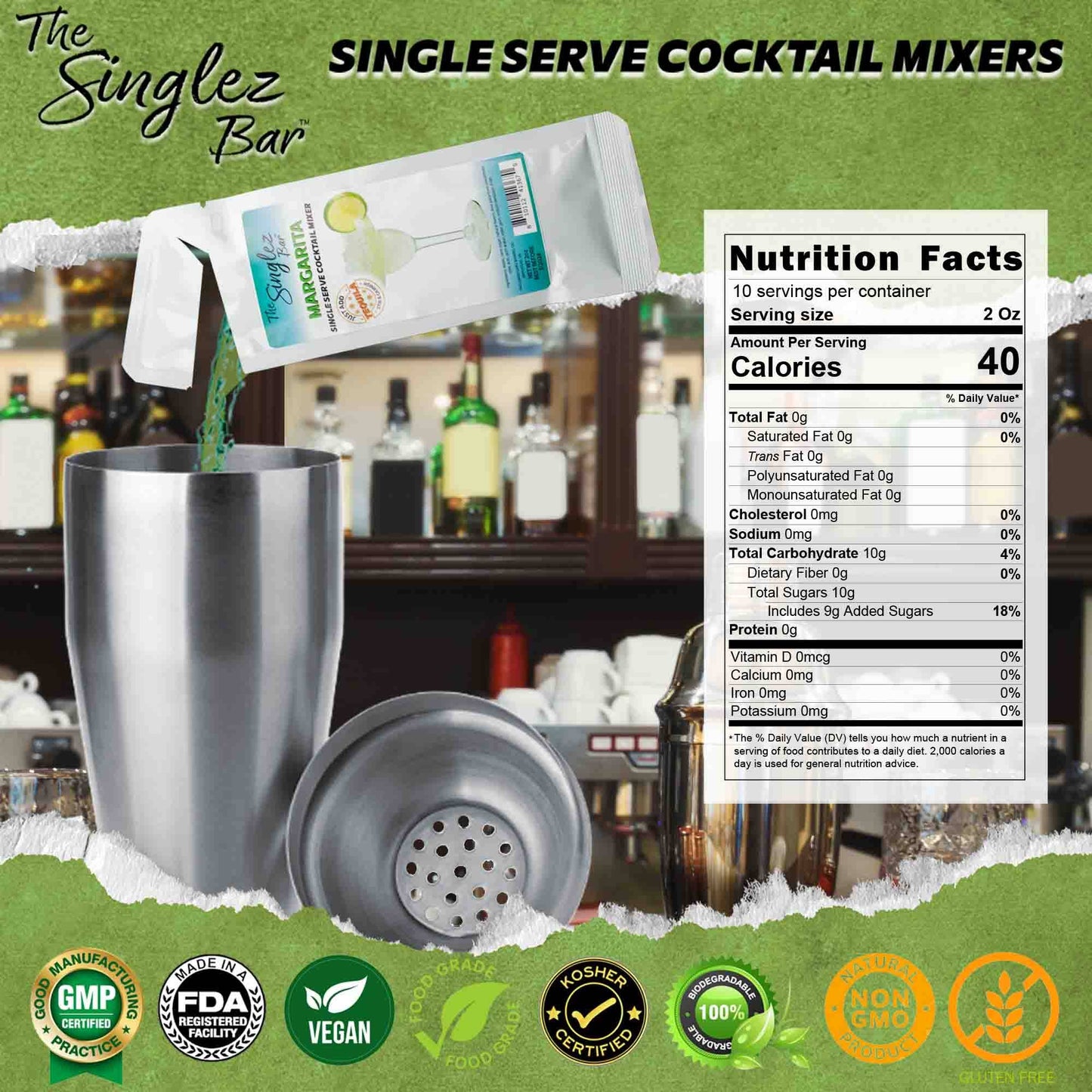Margarita- 5-Pack Single Serve Mixers