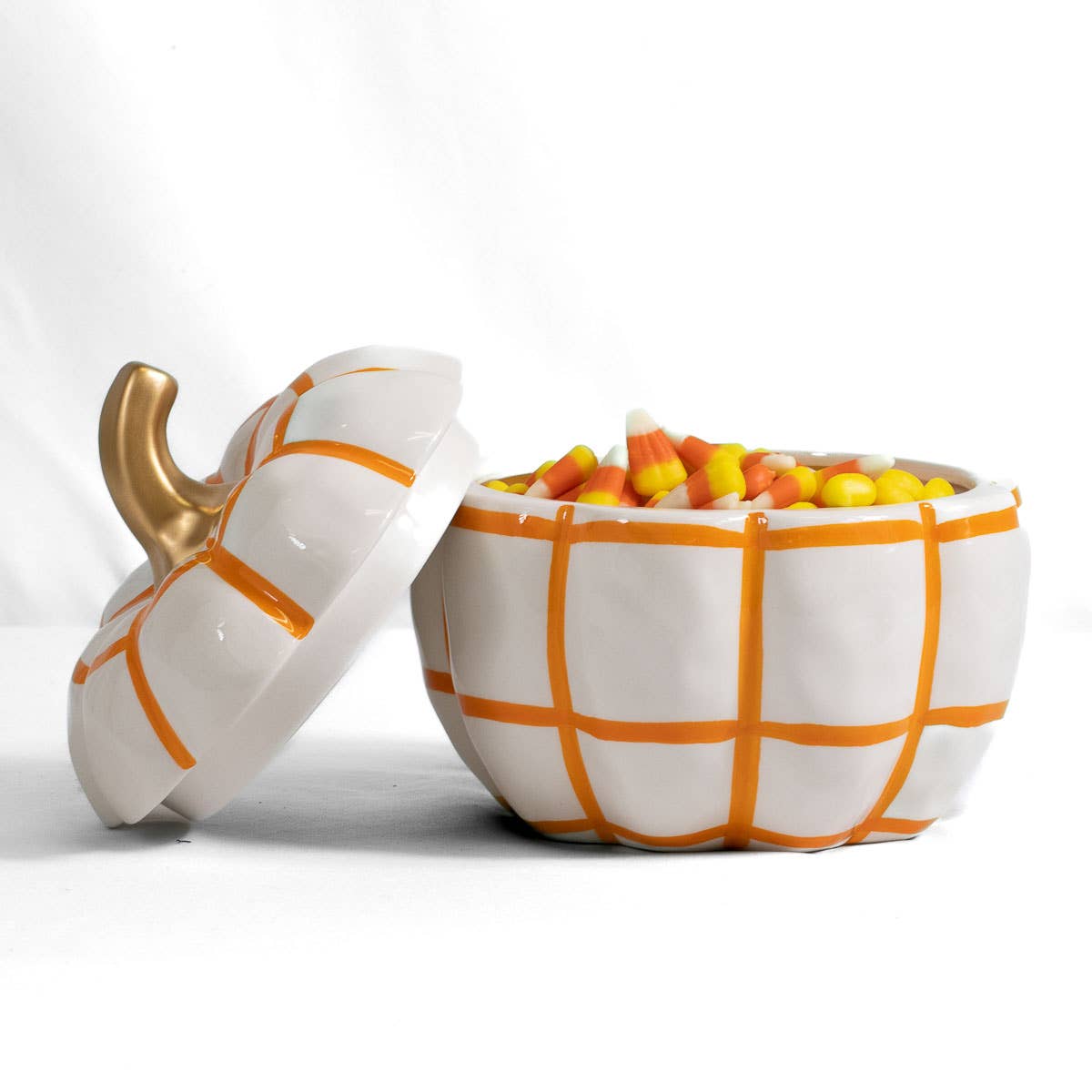 Monica Pumpkin Candy Dish   White/Orange   6x6