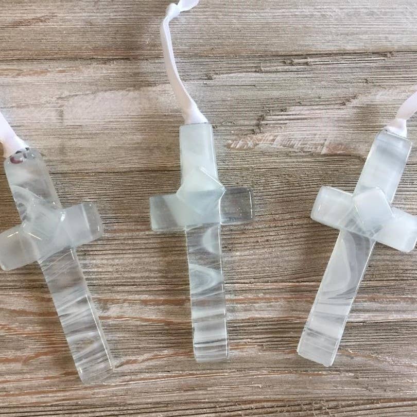 Your Baptism Cross: Handmade Glass 4402