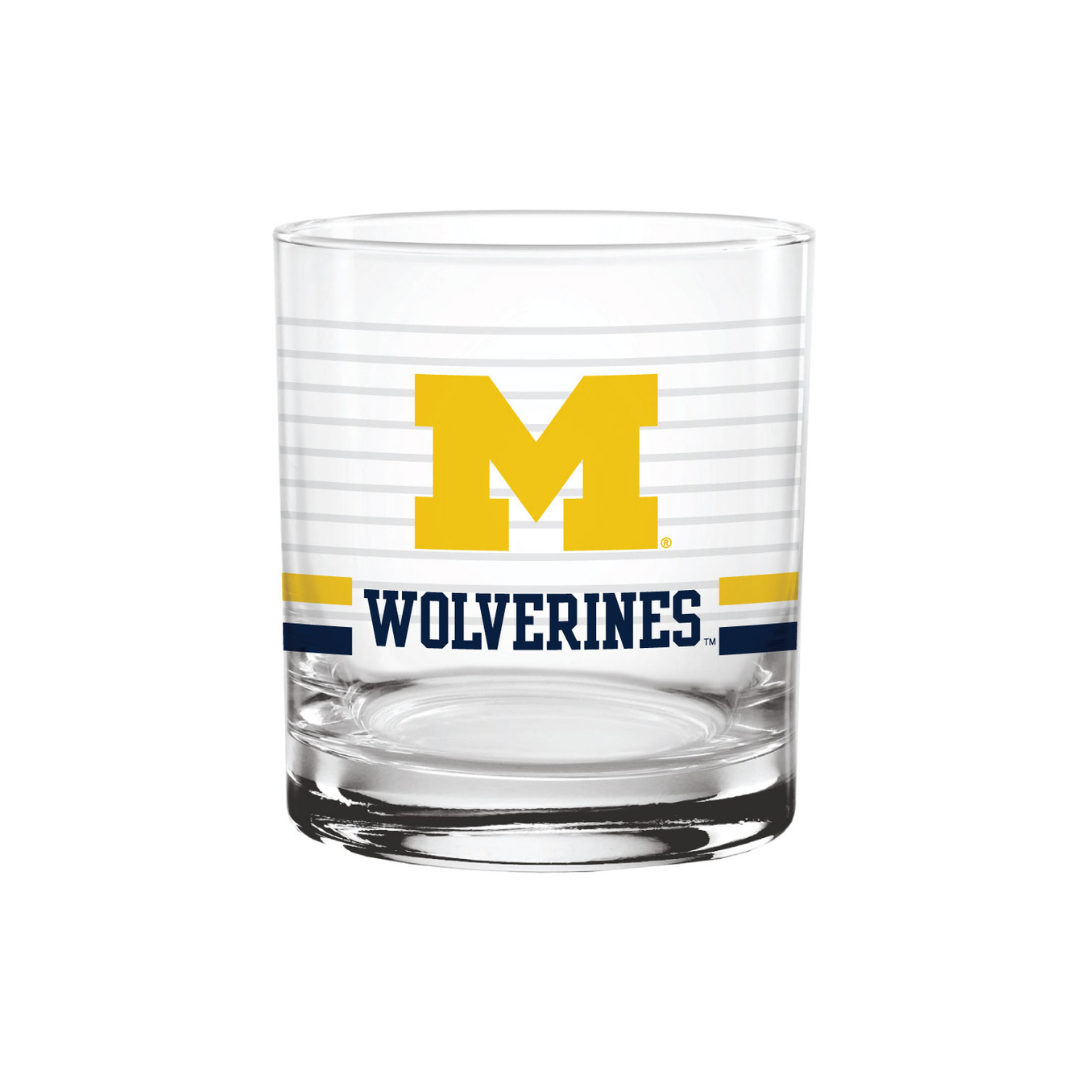 14oz Michigan Wolverines Ring Rocks Glass