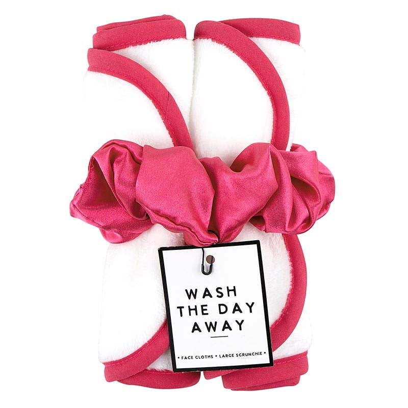 Face Cloth + Scrunchie Set - Hot Pink