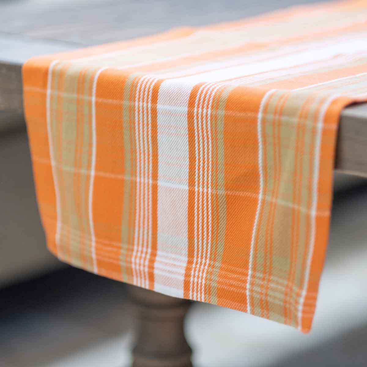 Harvest Plaid Runner   Orange/Taupe   13x90