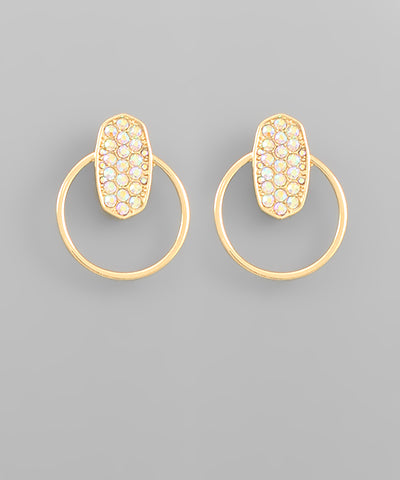 Crystal Hexagon & Circle Earrings