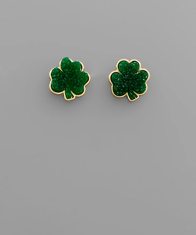 Green Four-Leaf Clover Stud Earrings