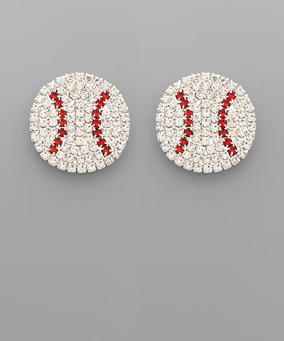 Baseball Crystal Post Earrings