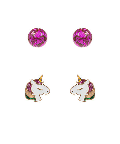Unicorn and Glitter Earrings Set