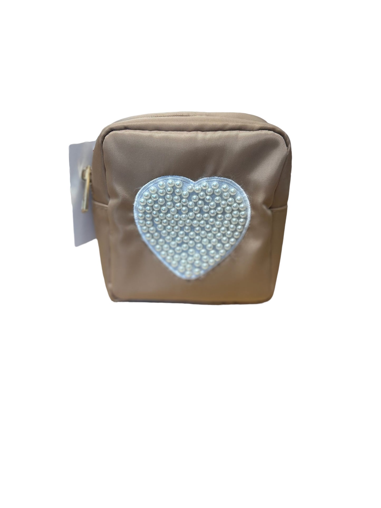 Small Nylon Bag with Pearl Heart