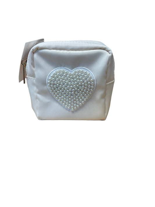 Small Nylon Bag with Pearl Heart