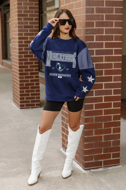 XAVIER MUSKETEERS SHINING SPIRIT CREWNECK FLEECE