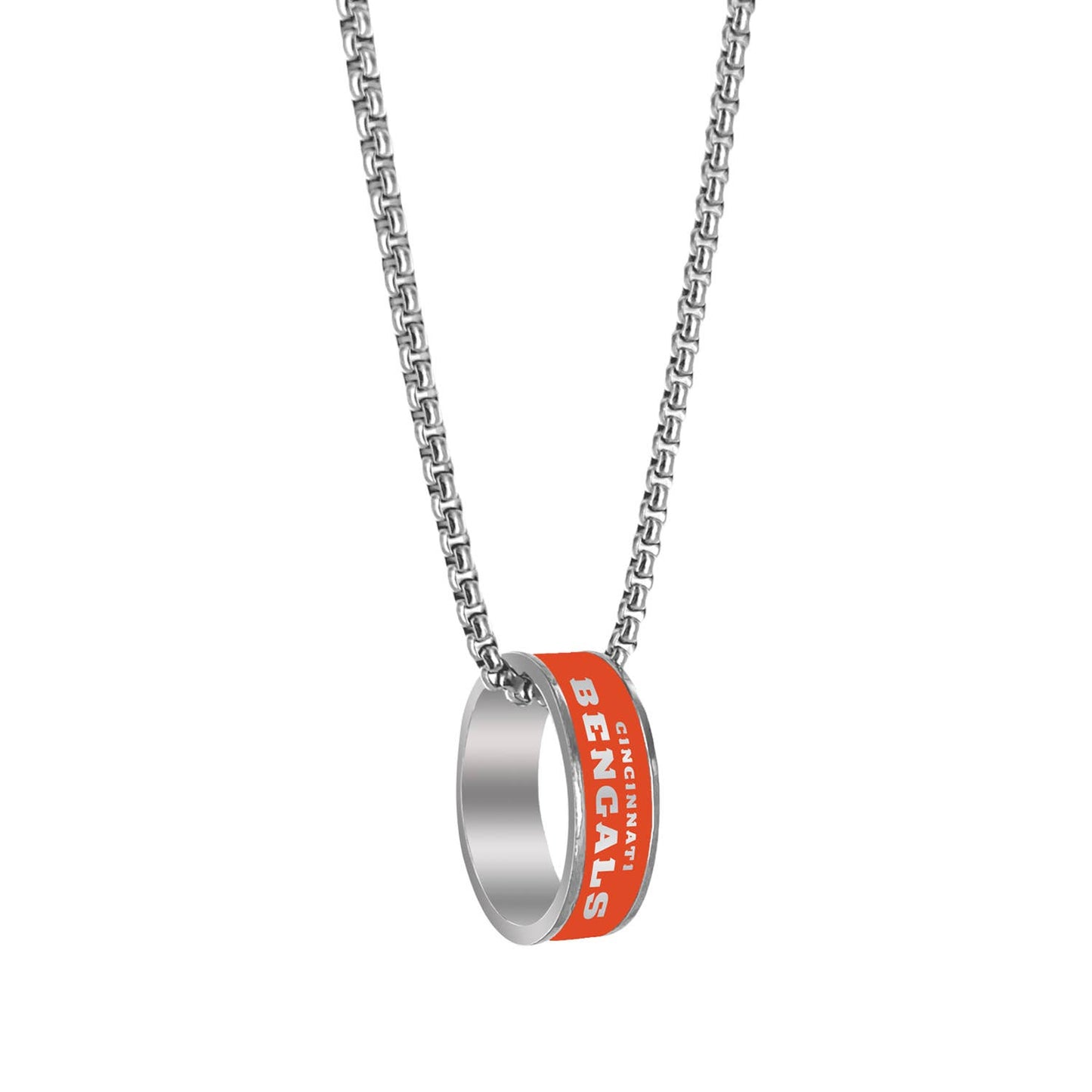 NFL Cincinnati Bengals Fashion Ring Necklace, Silver