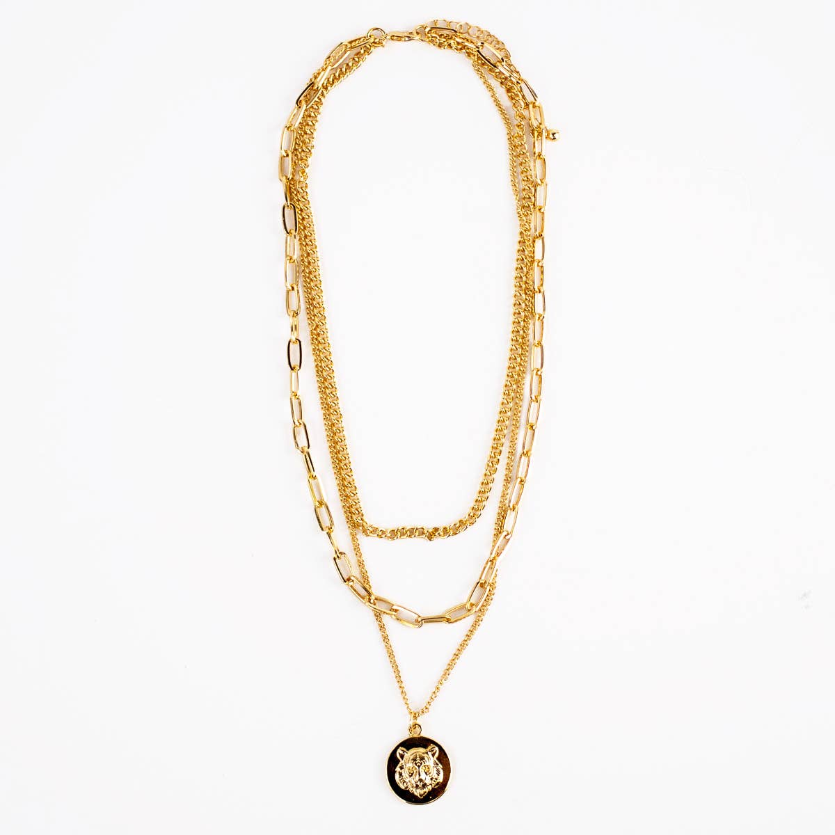 Tiger Layered Necklace   Gold   14"/16"/17"