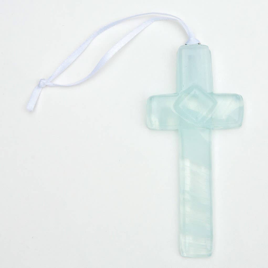 1st Holy Communion Cross: Handmade Glass 4404