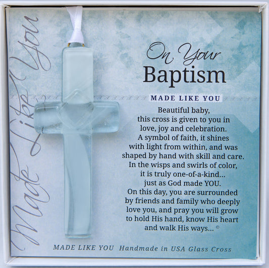 Your Baptism Cross: Handmade Glass 4402