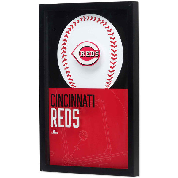 Cincinnati Reds Logo Baseball & Diamond Framed Glass Wall Decor