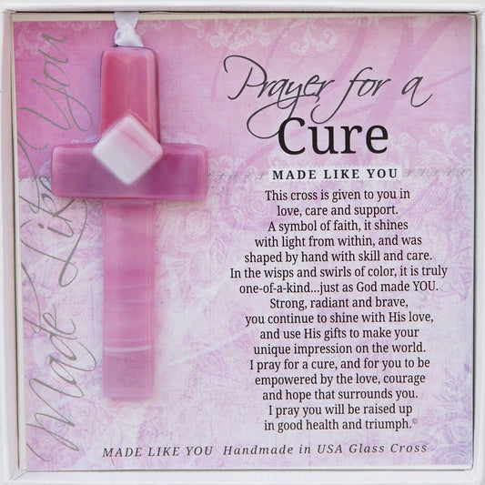 Prayer For A Cure Cross: Handmade Glass 4410