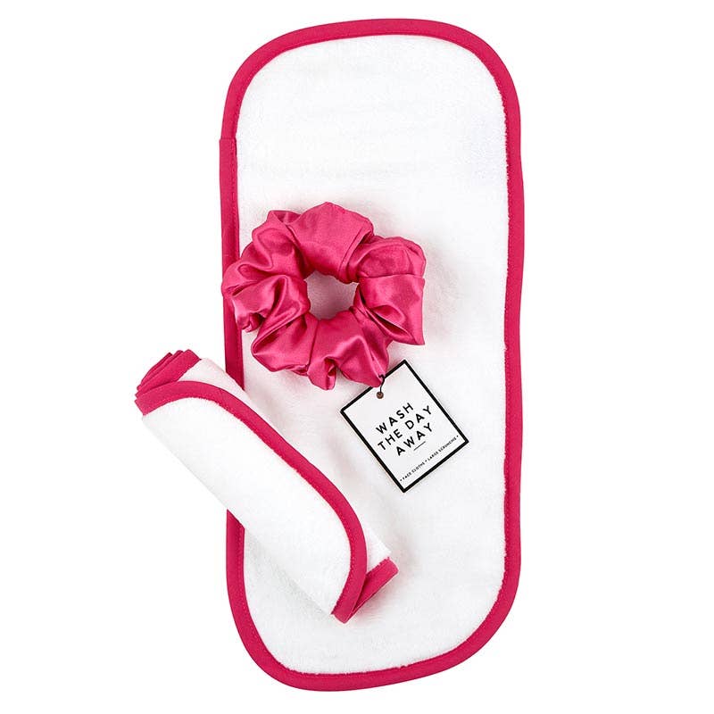 Face Cloth + Scrunchie Set - Hot Pink